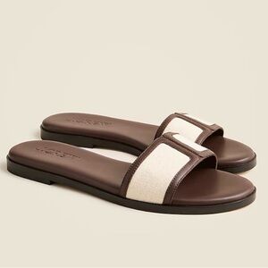 ✨JCREW✨Leather and Canvas Slide Sandals